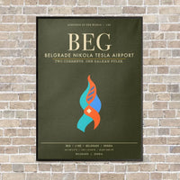 Thumbnail for Belgrade Nikola Tesla Airport BEG - Canvas Framed - Green Army