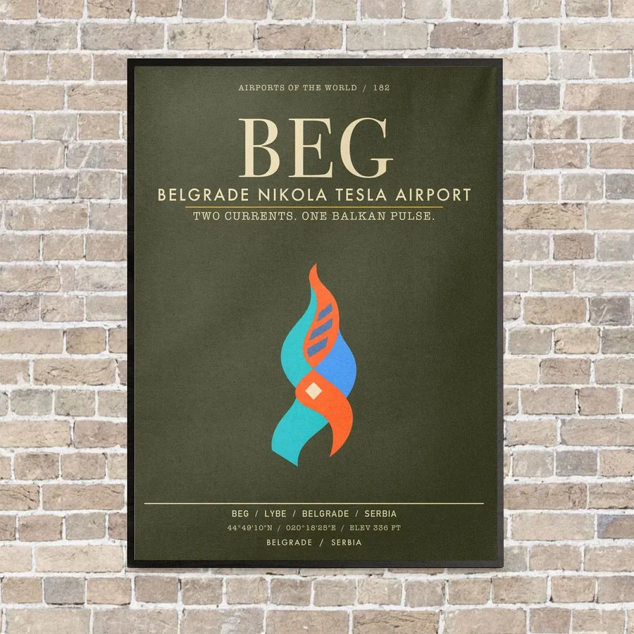 Belgrade Nikola Tesla Airport BEG - Canvas Framed - Green Army
