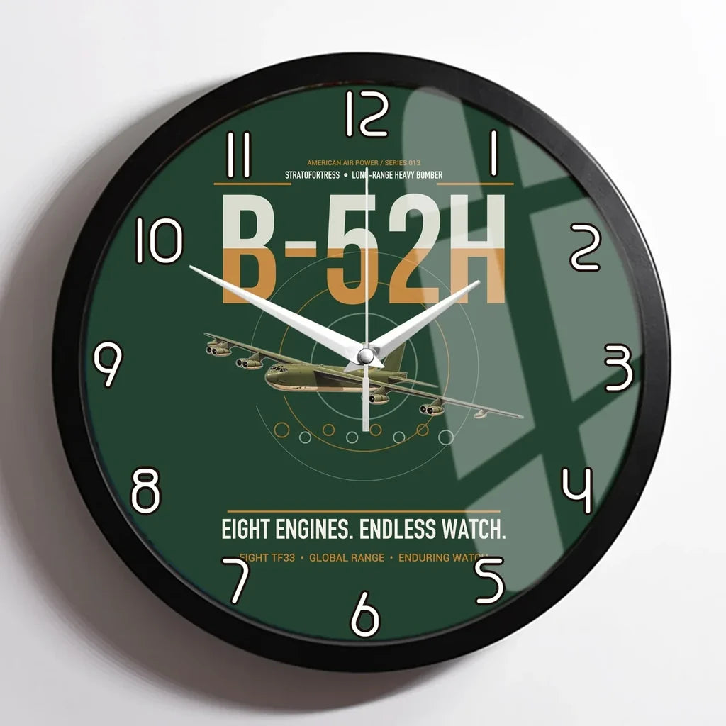 B-52H Stratofortress design on dark green framed wall clock