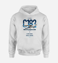 Thumbnail for Cessna 182 Skylane design on white double-side hoodie, single-side print