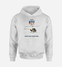Thumbnail for Robinson R22 Beta II design on white double-side hoodie, single-side print