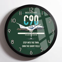 Thumbnail for Beechcraft King Air C90 design on dark green framed wall clock