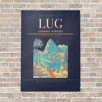 Thumbnail for Lugano Airport LUG vertical canvas print - no frame - navy blue background