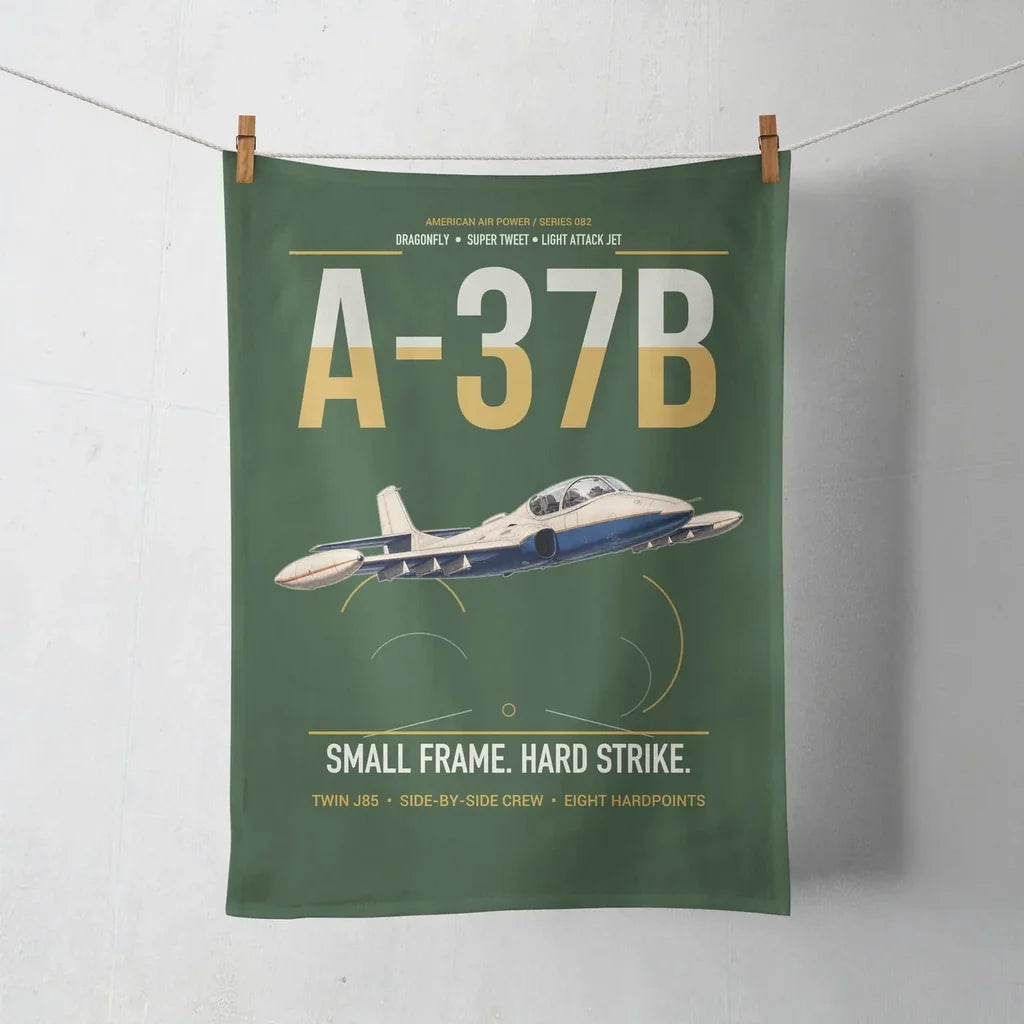 A-37B Dragonfly design on dark green towel