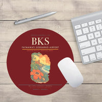 Thumbnail for Fatmawati Soekarno Airport (BKS) design on dark red round mouse pad