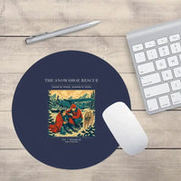 Thumbnail for VINTAGE G4281 - The Snowshoe Rescue - Designed Mouse Pads design on navyblue round