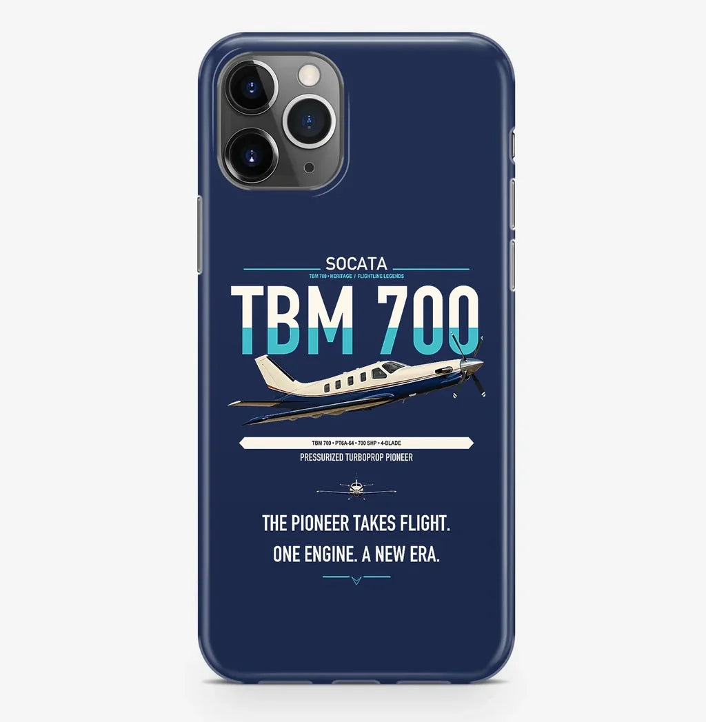 Socata TBM 700 design on navy blue magsafe iphone case, for iPhone Pro Max