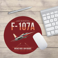 Thumbnail for F-107A Ultra Sabre design on dark red round mouse pad