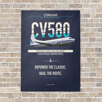 Thumbnail for Convair 580 vertical canvas print - no frame - navy blue background