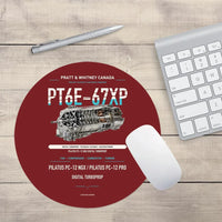 Thumbnail for PT6E-67XP design on dark red round mouse pad