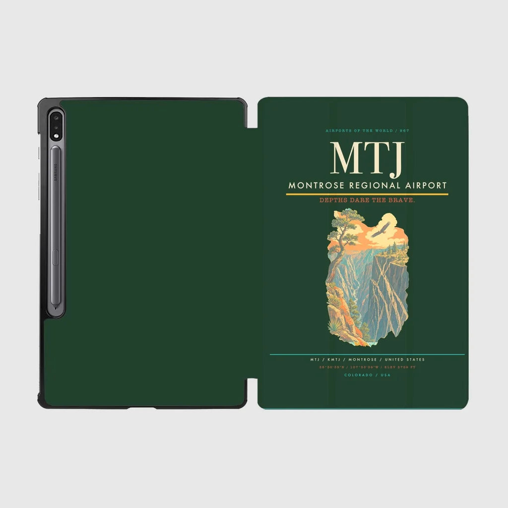 Montrose Regional Airport (MTJ) design on dark green samsung tablet tablet case