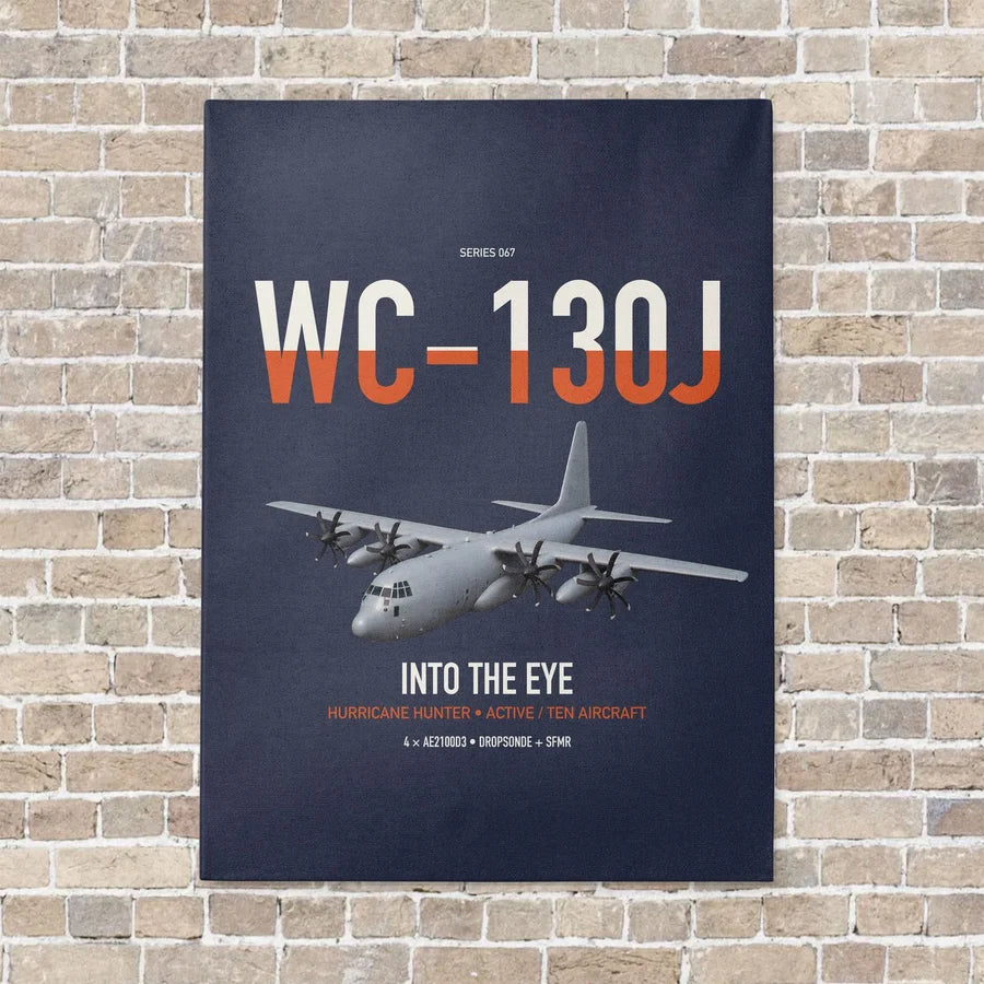 WC-130J Hurricane Hunter vertical canvas print - no frame - navy blue background