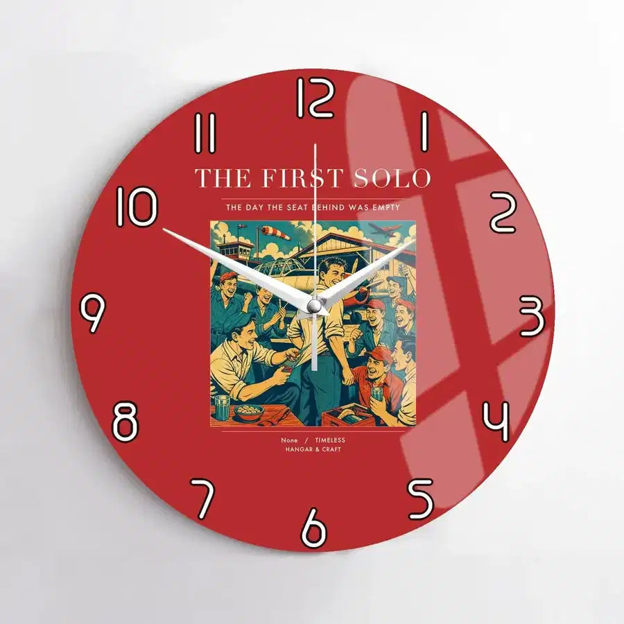 VINTAGE G4144 - The First Solo - Designed Wall Clocks design on red no-frame