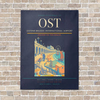 Thumbnail for Ostend-Bruges International Airport OST vertical canvas print - no frame - navy blue background