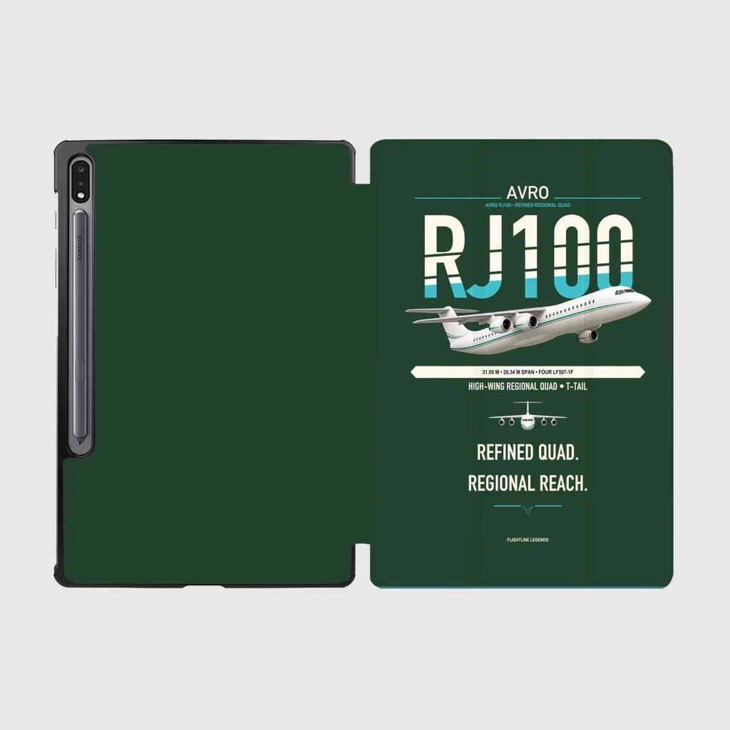 Avro RJ100 design on dark green samsung tablet tablet case