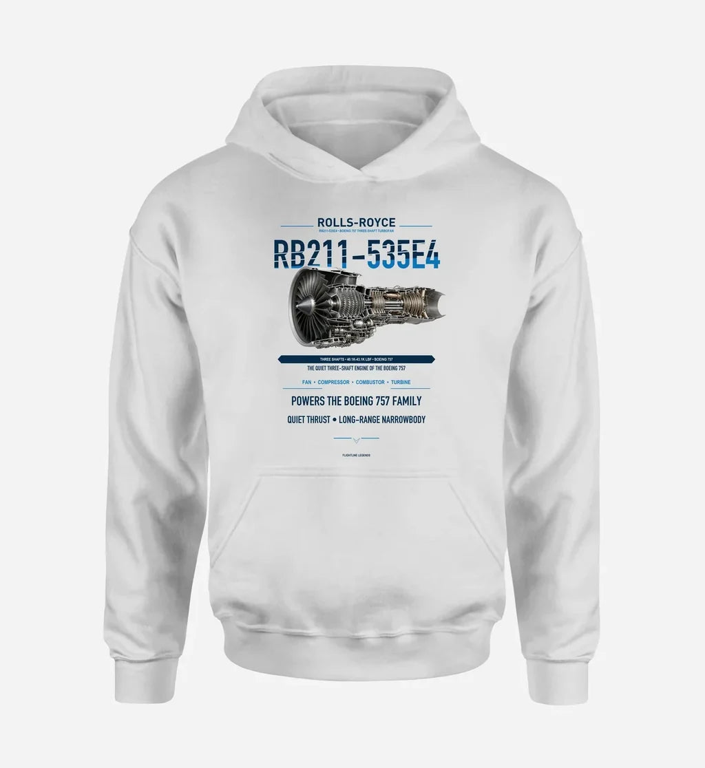RB211-535E4 design on white hoodie single side