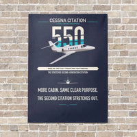 Thumbnail for Cessna Citation 550 - Citation II vertical canvas print - no frame - navy blue background