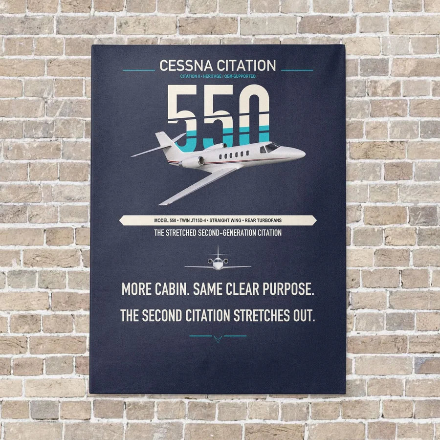 Cessna Citation 550 - Citation II vertical canvas print - no frame - navy blue background