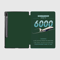 Thumbnail for Bombardier Global 6000 design on dark green samsung tablet tablet case
