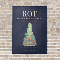 Thumbnail for Rotorua Regional Airport ROT vertical canvas print - no frame - navy blue background