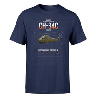 Thumbnail for Sikorsky CH-34C Choctaw design on navy blue t-shirt, single-side print