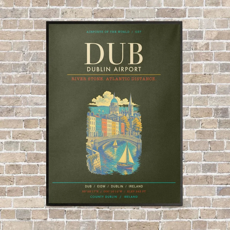 Dublin Airport DUB - Canvas Framed - Green Army