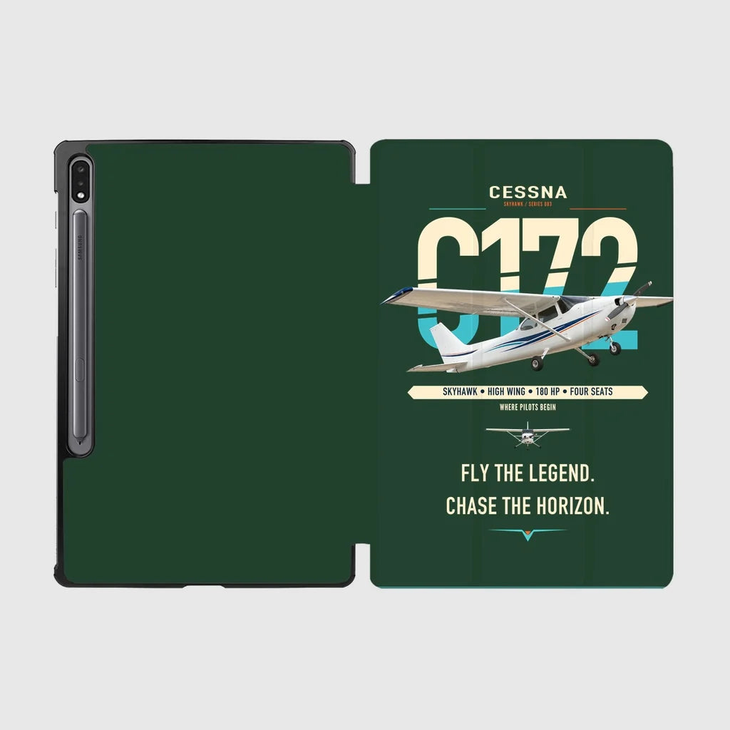 Cessna 172 Skyhawk design on dark green samsung tablet tablet case
