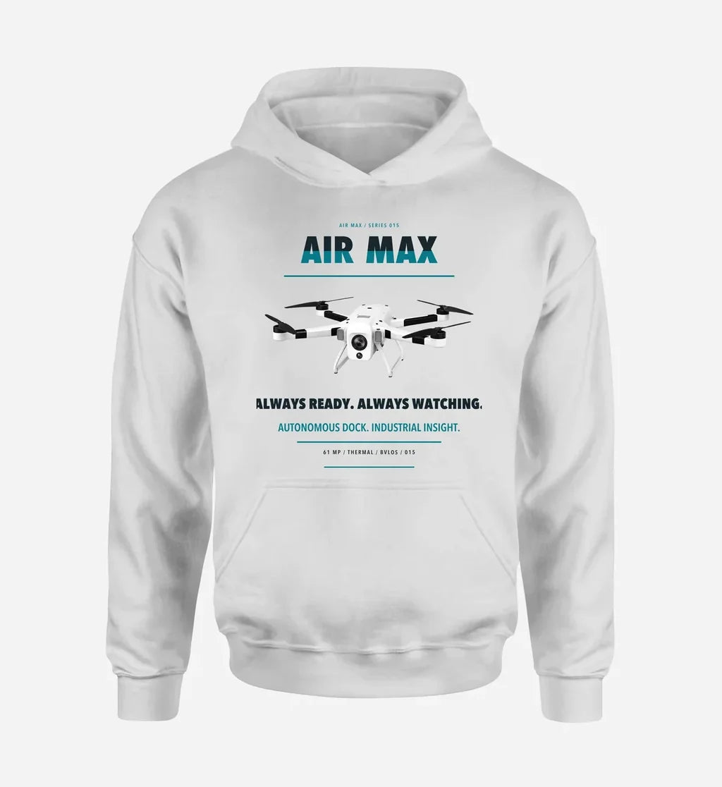 Percepto Air Max design on white hoodie single side