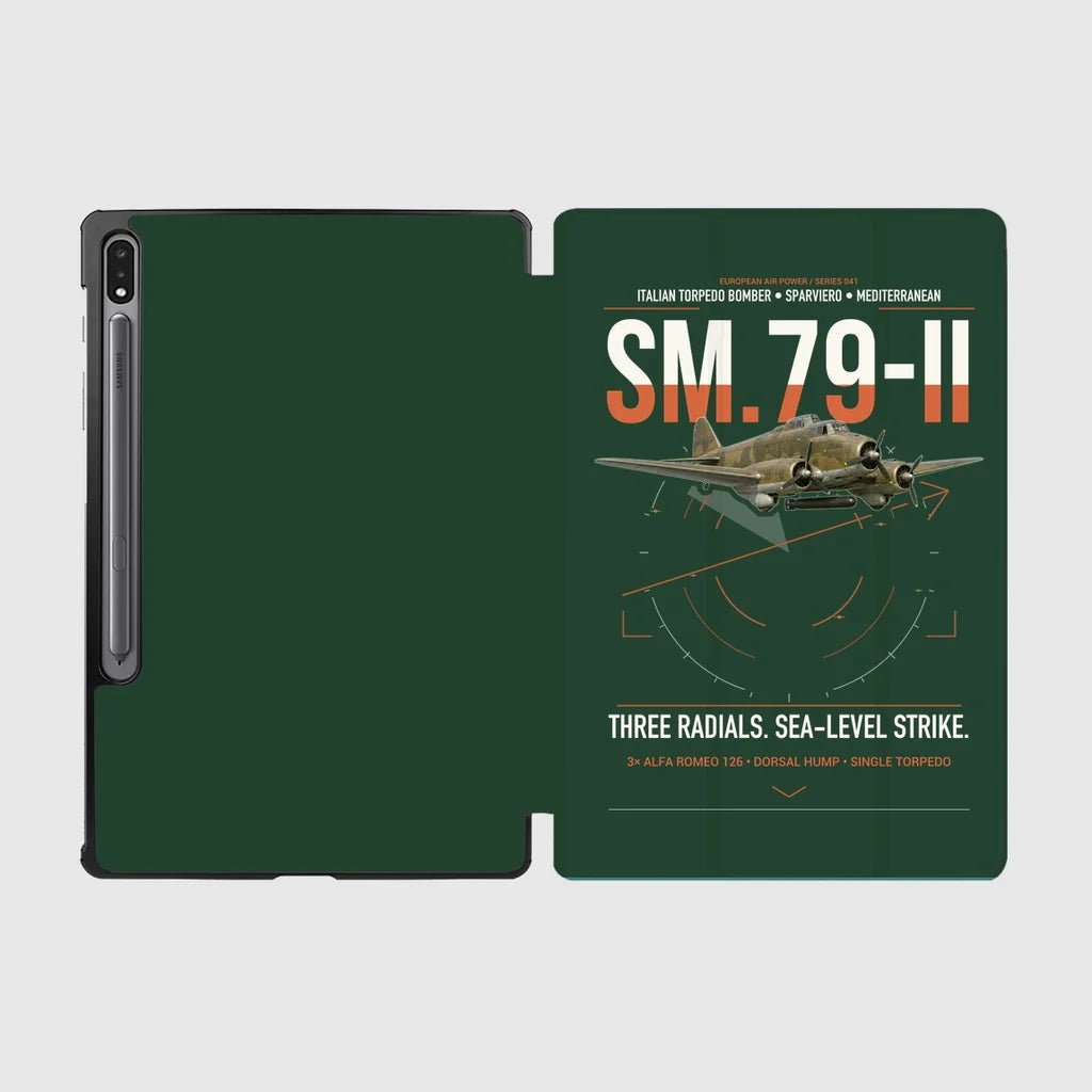 Savoia-Marchetti SM.79-II Sparviero design on dark green samsung tablet tablet case