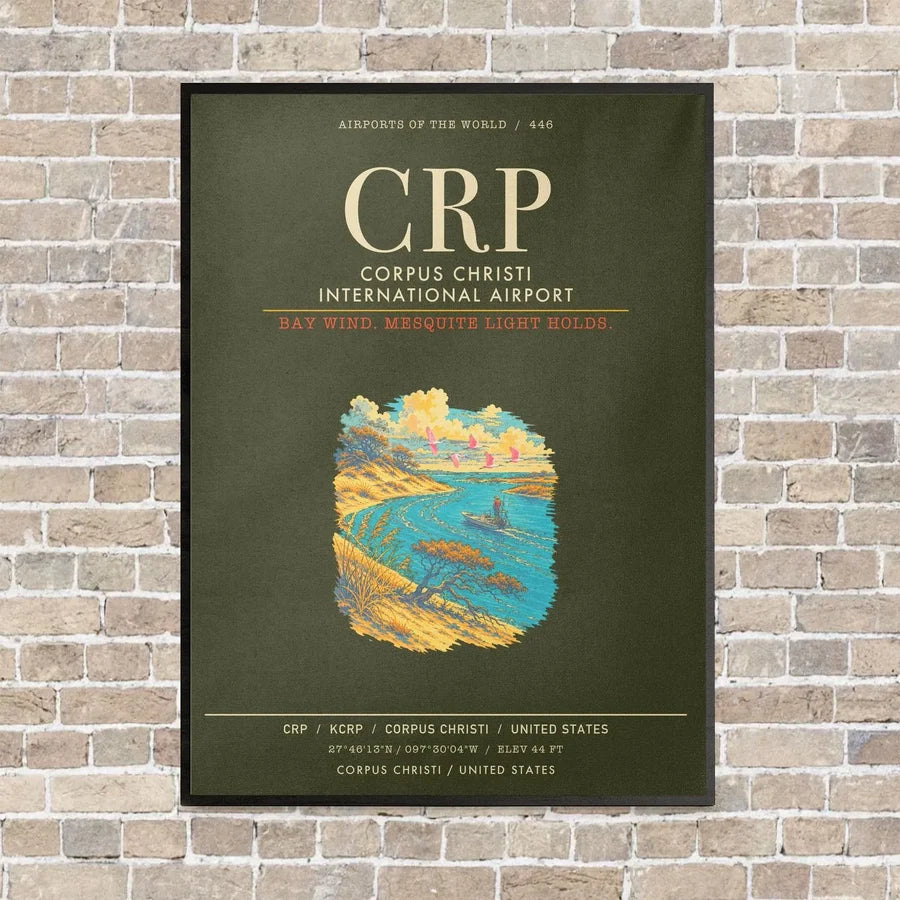 Corpus Christi International Airport CRP - Canvas Framed - Green Army