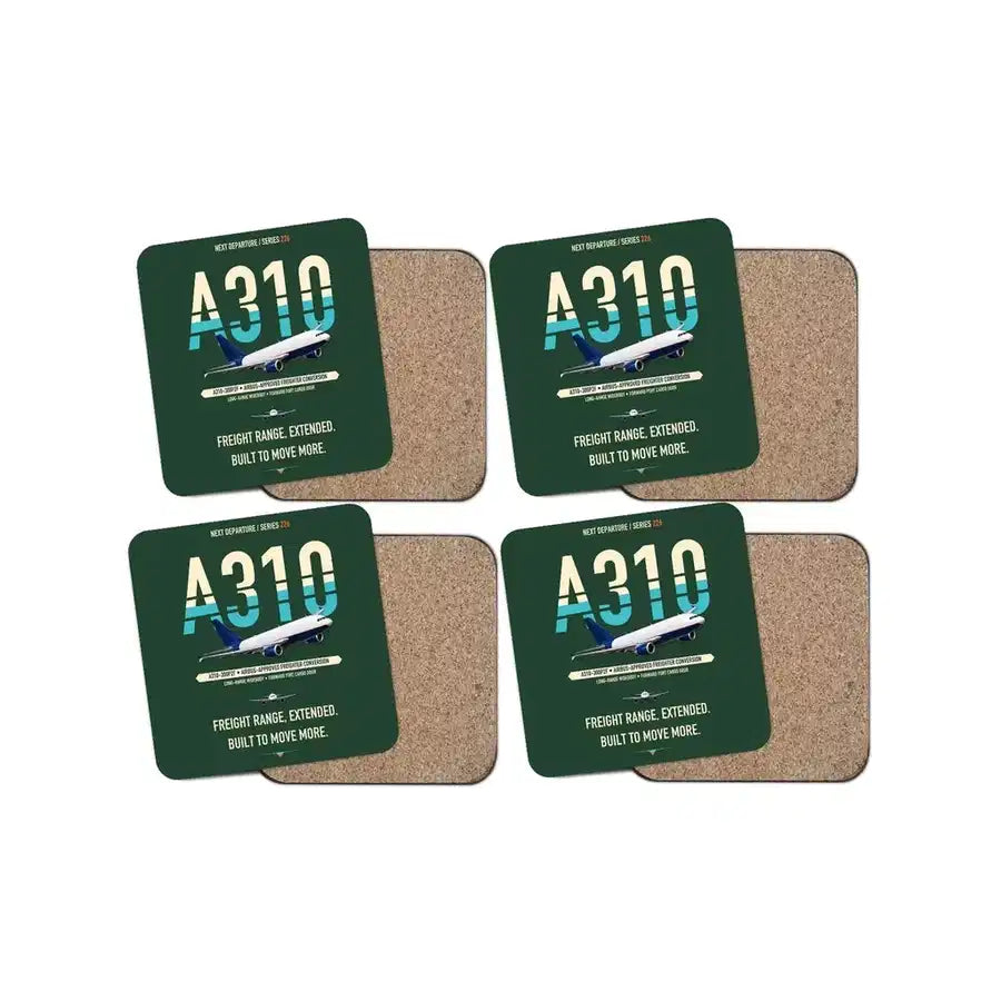 Airbus A310-300P2F design on dark green 4 pieces set coaster
