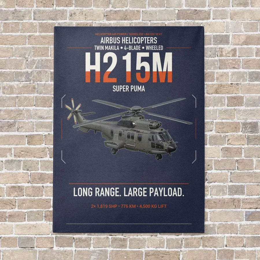 Airbus H215M vertical canvas print - no frame - navy blue background