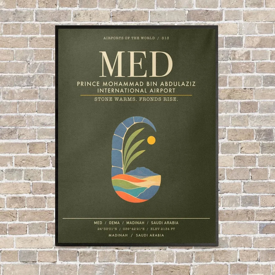 Prince Mohammad Bin Abdulaziz International Airport MED - Canvas Framed - Green Army