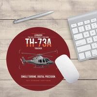 Thumbnail for Leonardo TH-73A Thrasher design on dark red round mouse pad