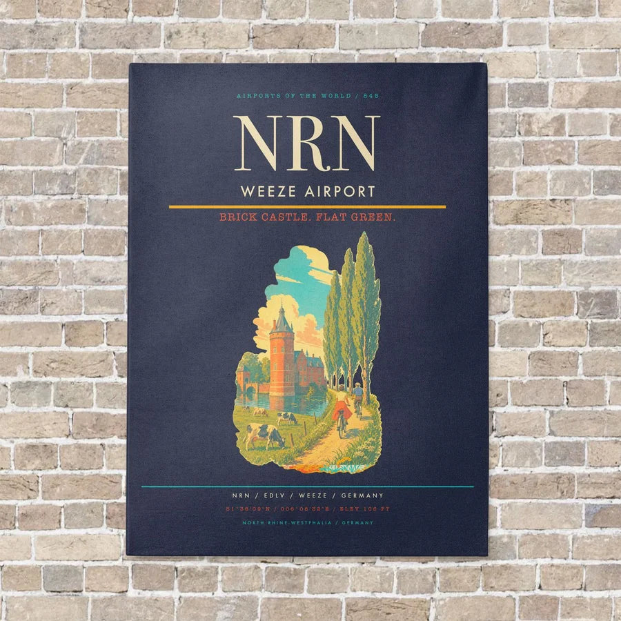 Weeze Airport NRN vertical canvas print - no frame - navy blue background