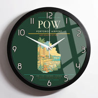 Thumbnail for Portorož Airport (POW) design on dark green framed wall clock