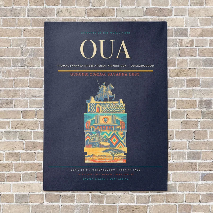 Thomas Sankara International Airport OUA — Ouagadougou vertical canvas print - no frame - navy blue background