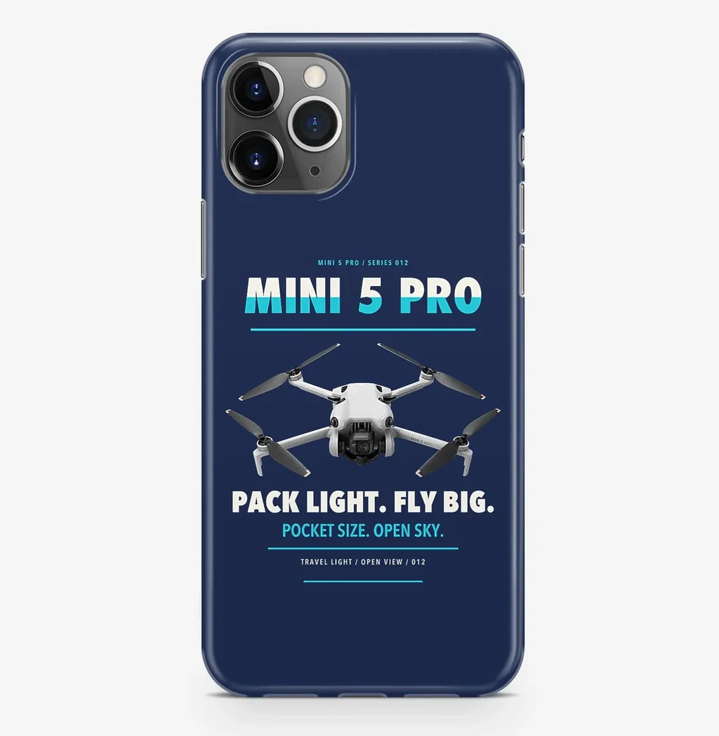 DJI Mini 5 Pro Case ProMax design on navy blue iphone case promax