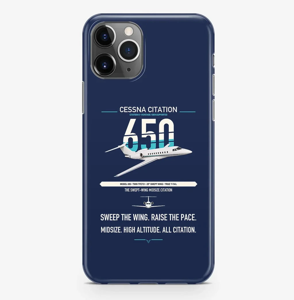 Cessna Citation 650 - Citation III design on navy blue magsafe iphone case, for iPhone Pro Max