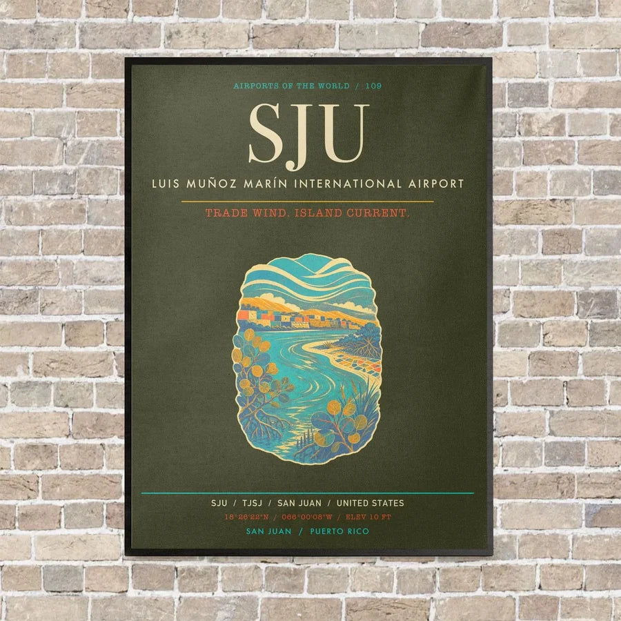 Luis Munoz Marin International Airport San Juan SJU - Canvas Framed - Green Army