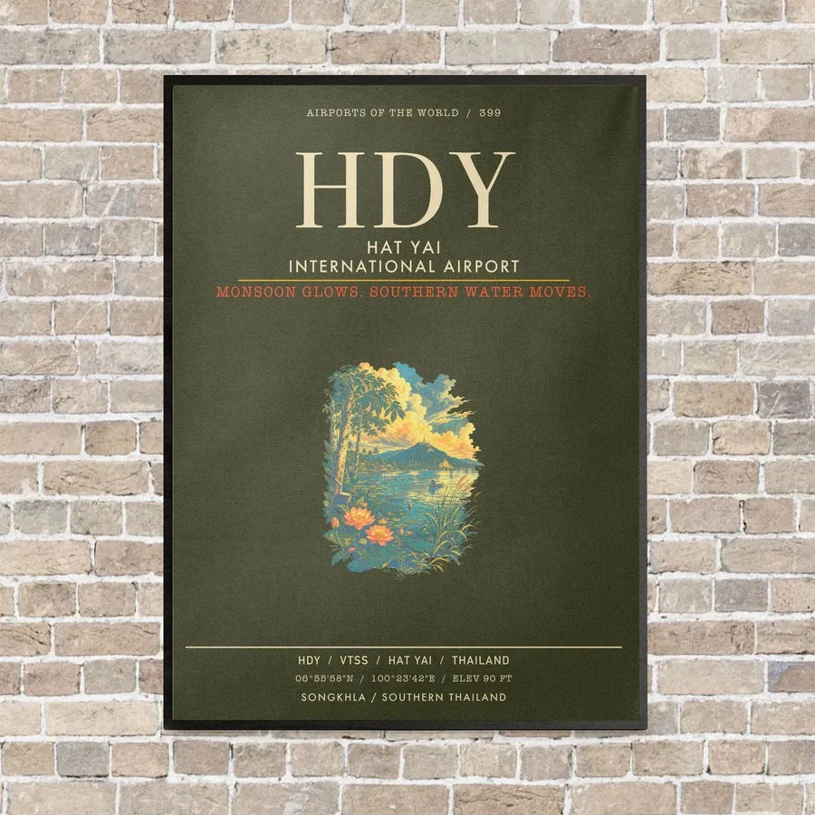 Hat Yai International Airport HDY - Canvas Framed - Green Army