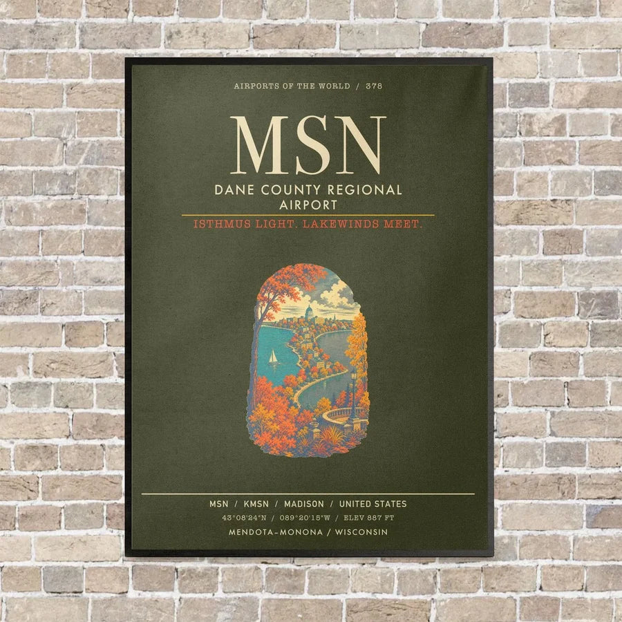 Dane County Regional Airport Madison MSN - Canvas Framed - Green Army