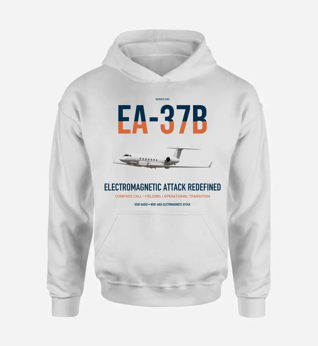 EA-37B Compass Call design on white double-side hoodie, single-side print