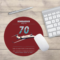 Thumbnail for Bombardier Learjet 70 design on dark red round mouse pad
