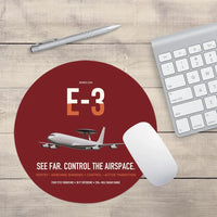 Thumbnail for E-3 Sentry AWACS design on dark red round mouse pad