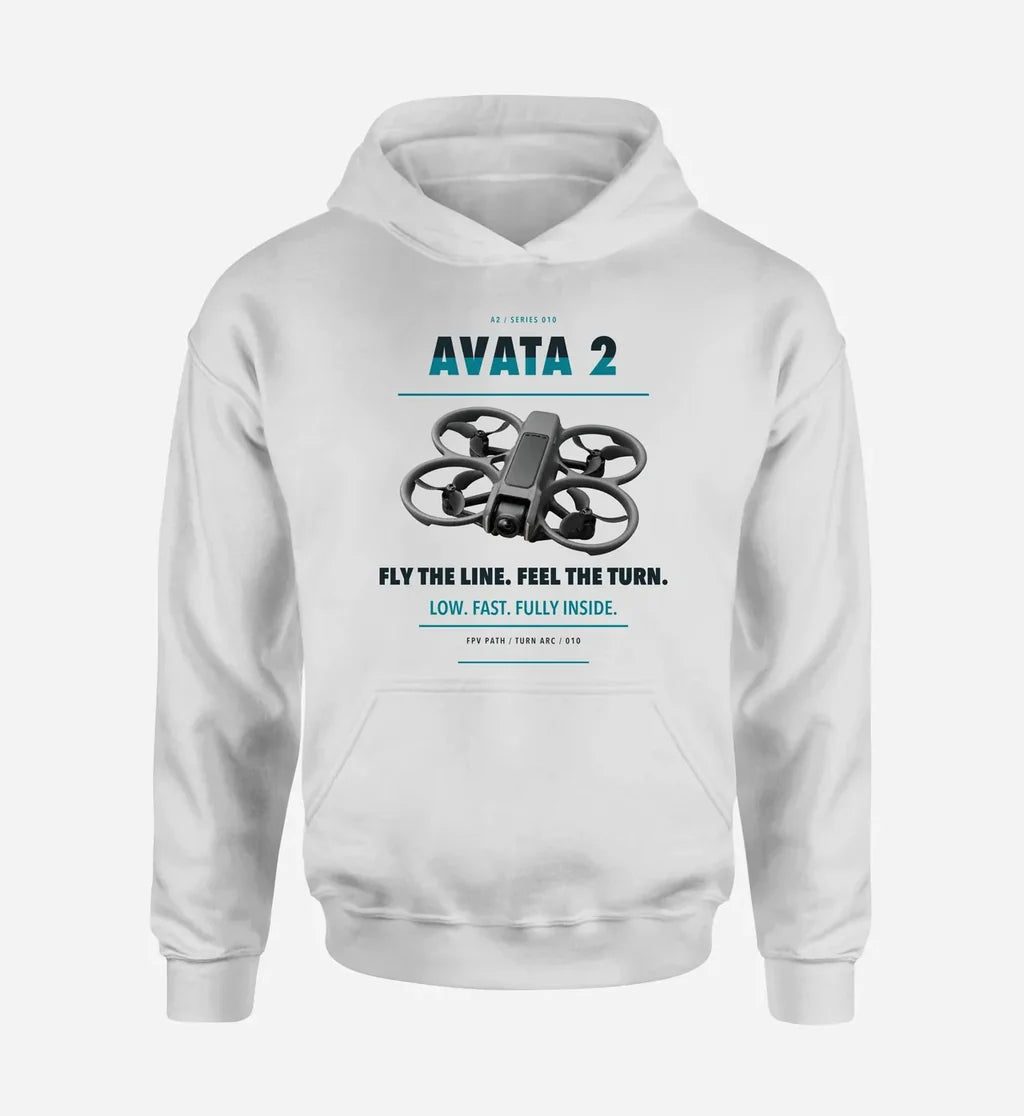 DJI Avata 2 design on white hoodie single side