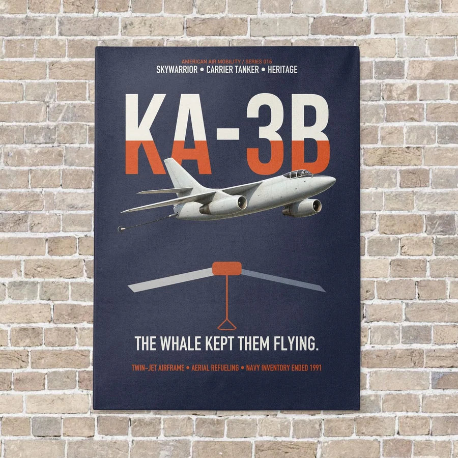 KA-3B Skywarrior vertical canvas print - no frame - navy blue background