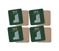 Thumbnail for Molokai Airport (MKK) design on dark green 4 pieces set coaster