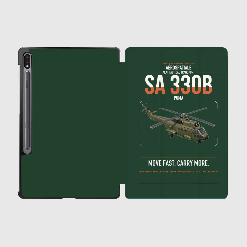 Aérospatiale SA 330B Puma design on dark green samsung tablet tablet case
