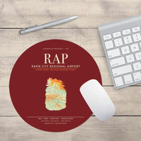 Thumbnail for Rapid City Regional Airport (RAP) design on dark red round mouse pad